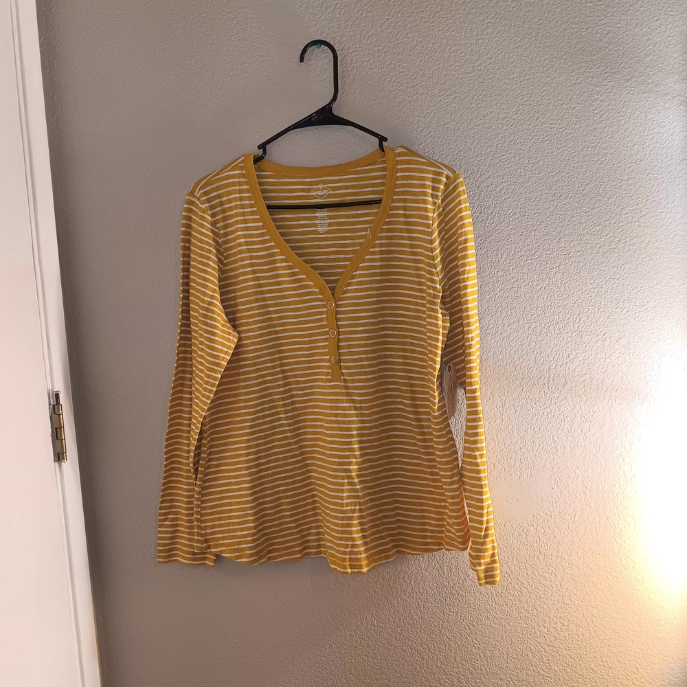 St. John's Bay Mustard Striped Blouse